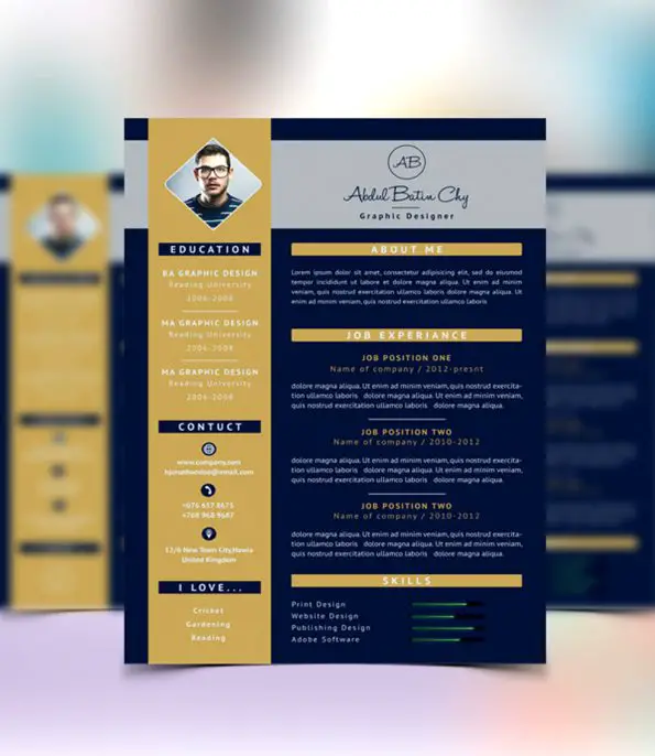 25+ modern and wonderful PSD resume templates free download - PSD